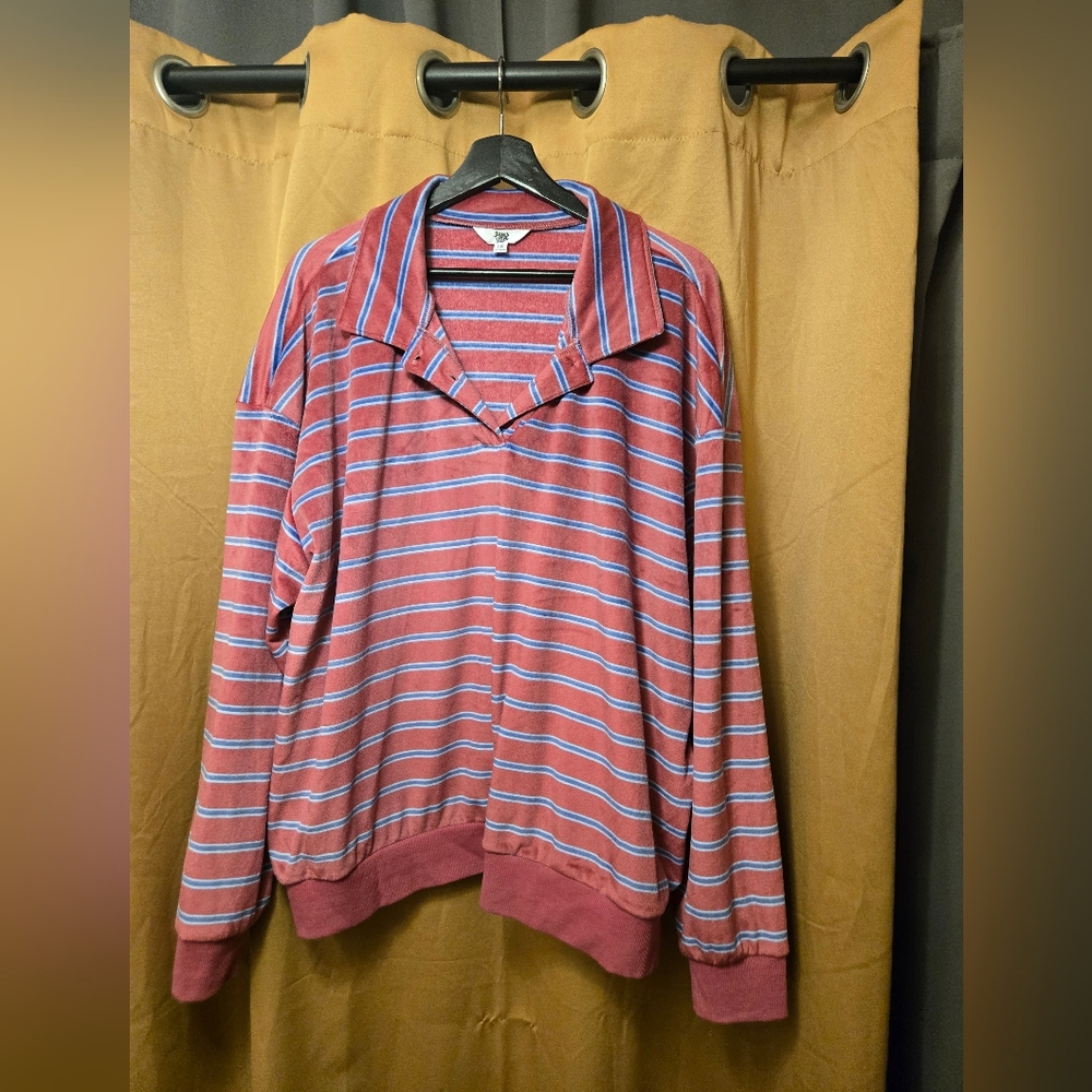 Ascot And Hart, Womens Collared Striped Long Sleeve, Size 1X